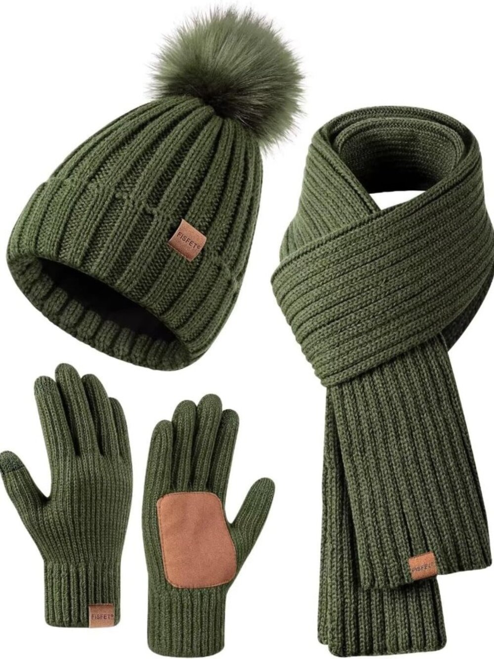 Cozy Winter Beanie, Scarf & Gloves Set for Women - Pom Pom Hat, Neck Warmer